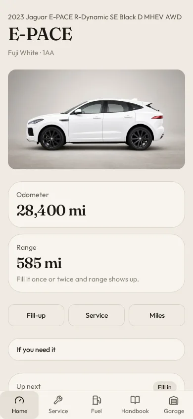 E-PACE home screen