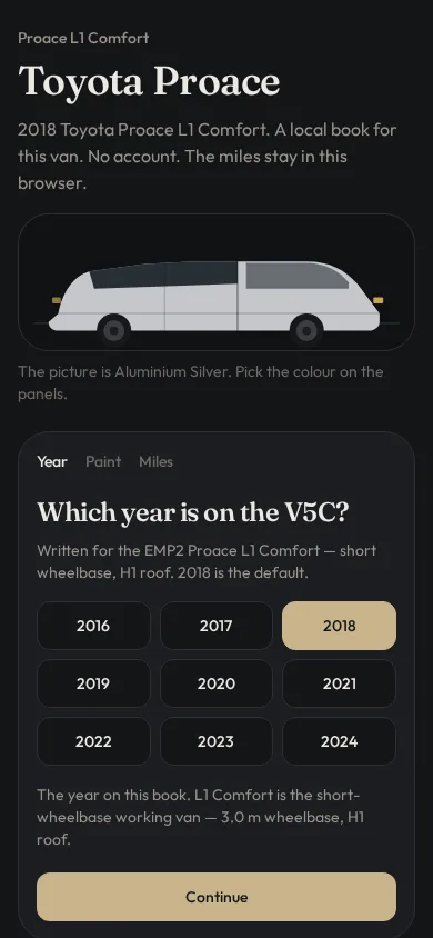 Proace setup: pick the year